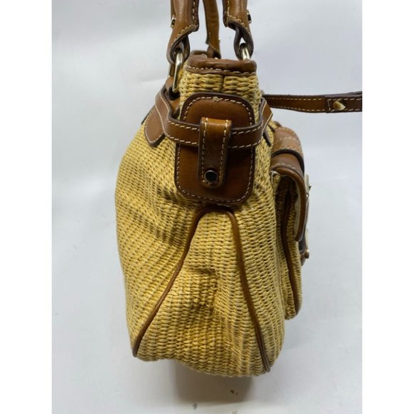 Michael Kors Yellow Brown Woven Tote Bag - Picture 4 of 15
